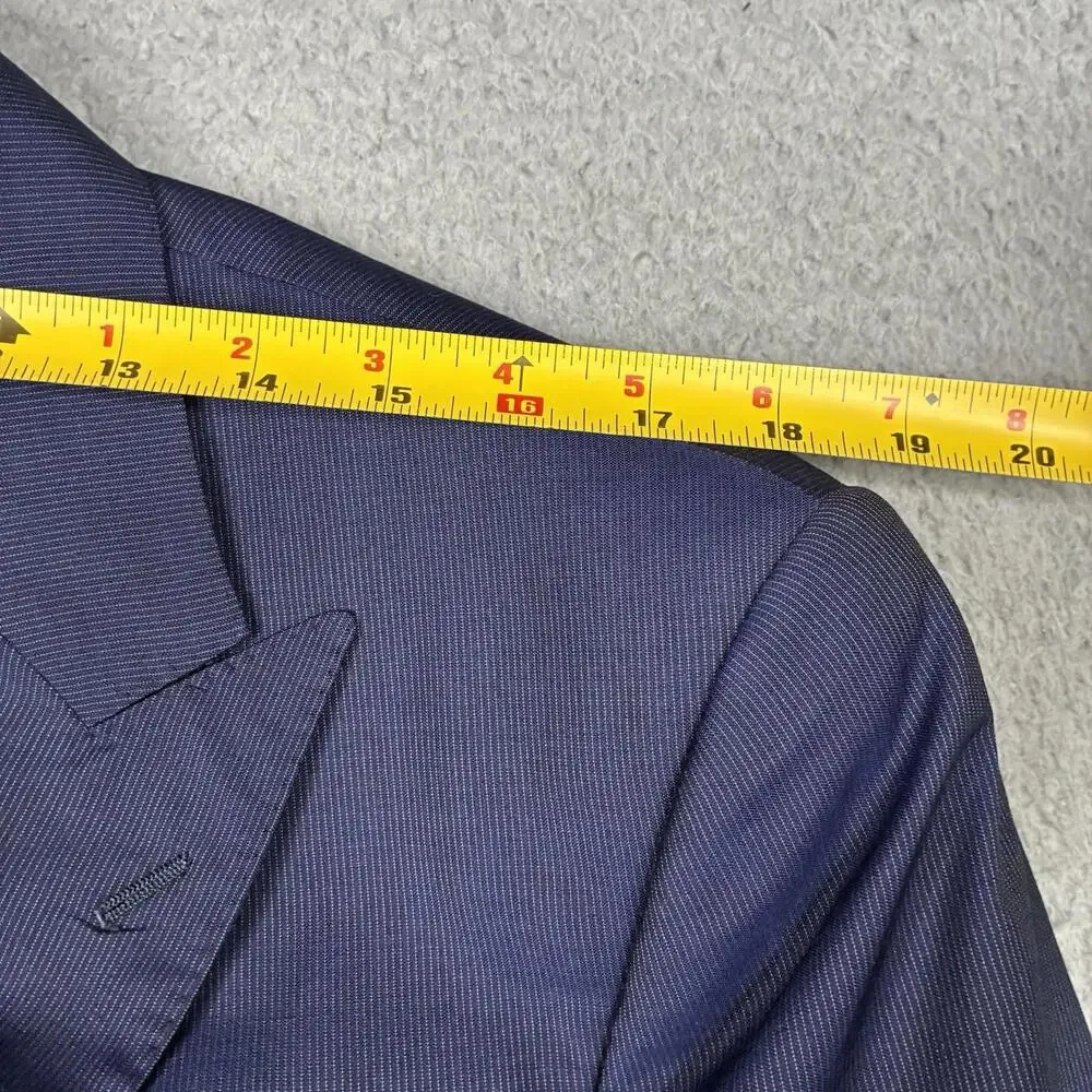 Ralph Lauren Black Label Pinstripe Wool Blazer Men's 42R Navy Blue Made In Italy